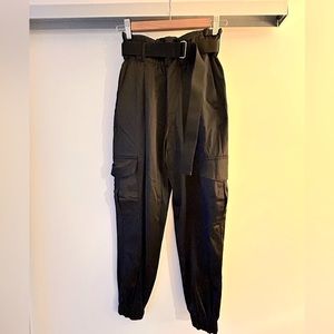 Zara Black Satin Cargo Pants